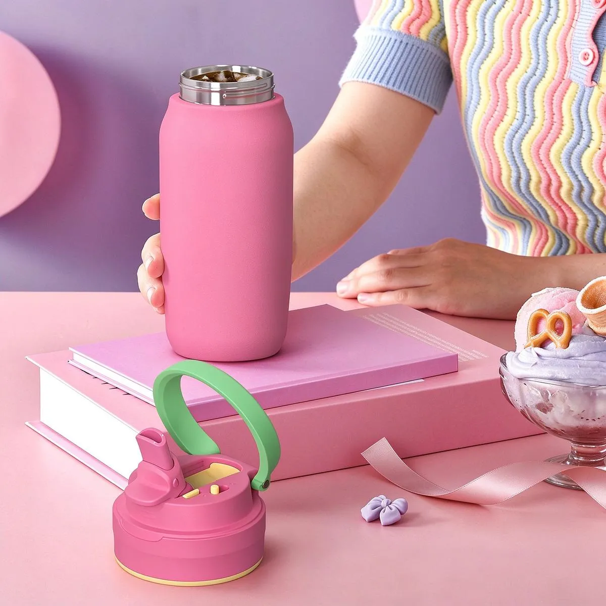 Dustproof Straw Sports Water Bottle thumbnail