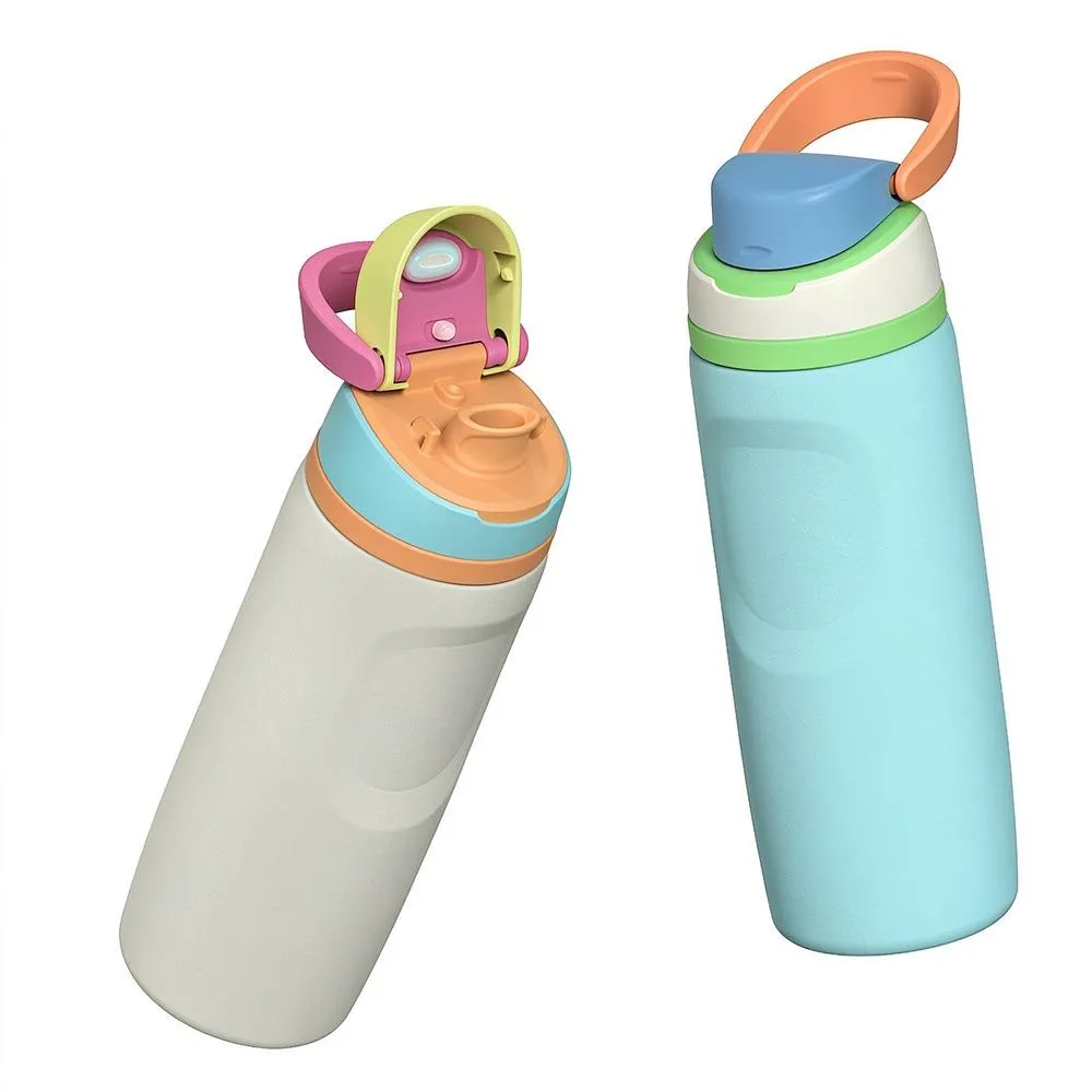 Push-Button Straw Sports Water Bottle