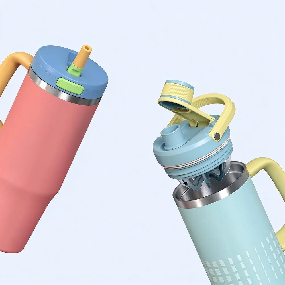 Straw Car Tumbler with Handle thumbnail