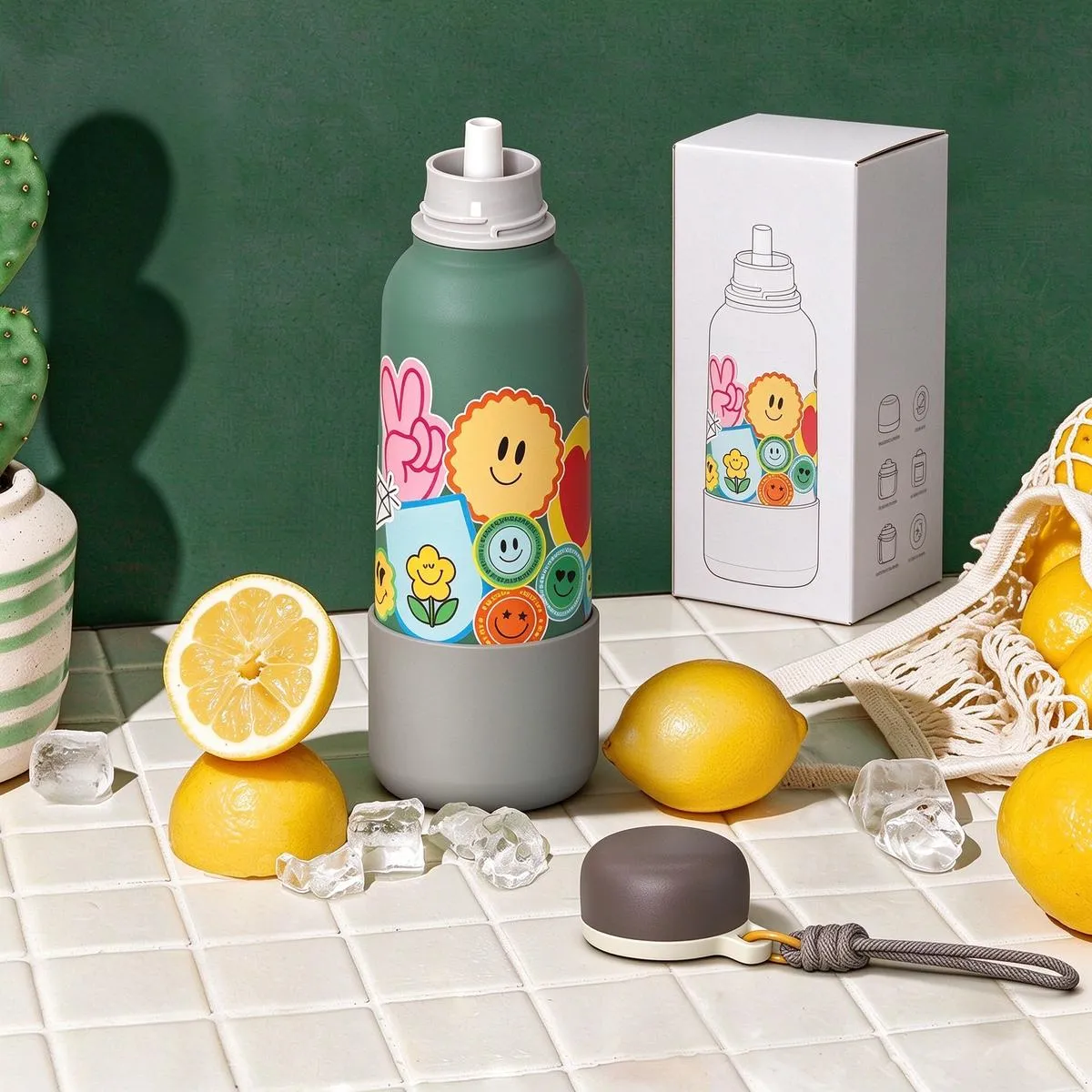 Slim Portable Straw Sports Bottle thumbnail
