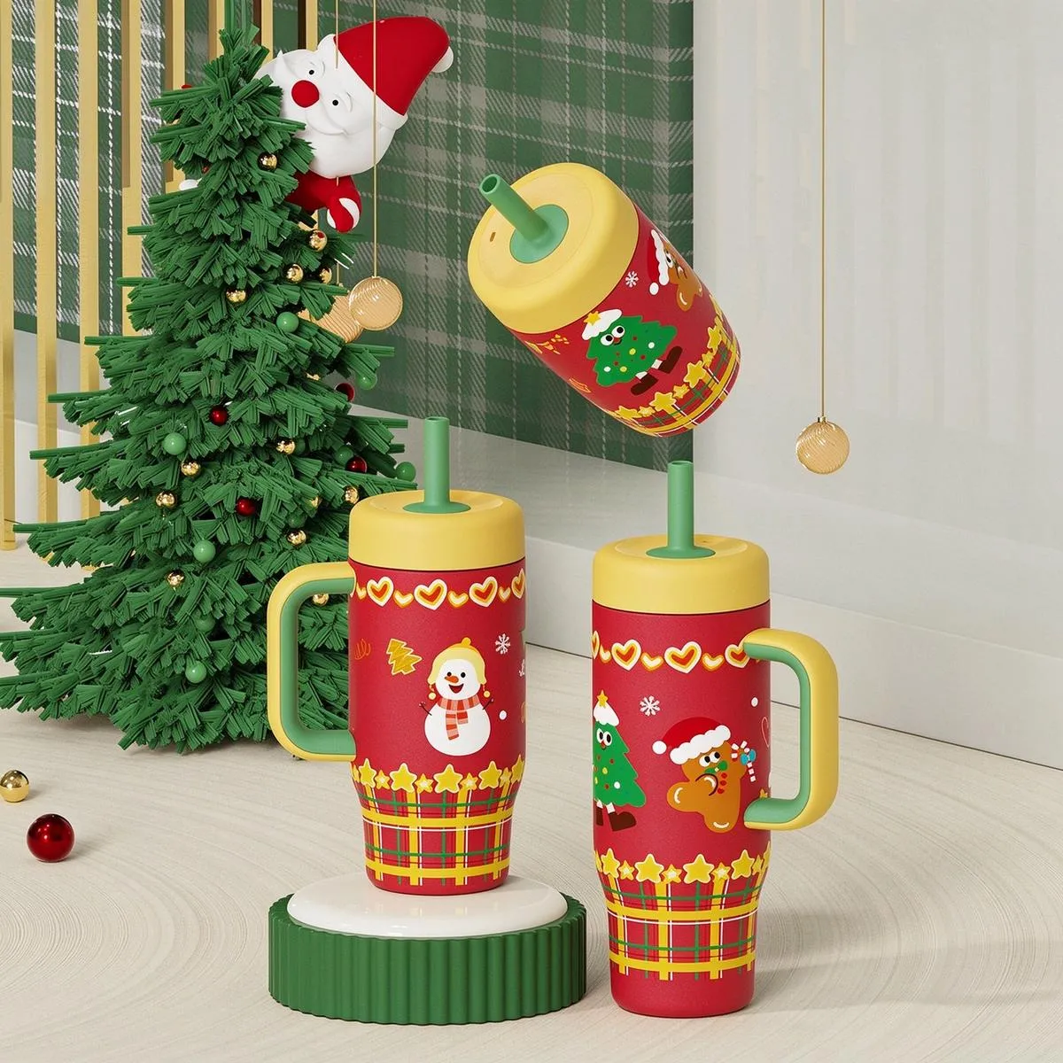 Christmas Kids Straw Water Bottle thumbnail