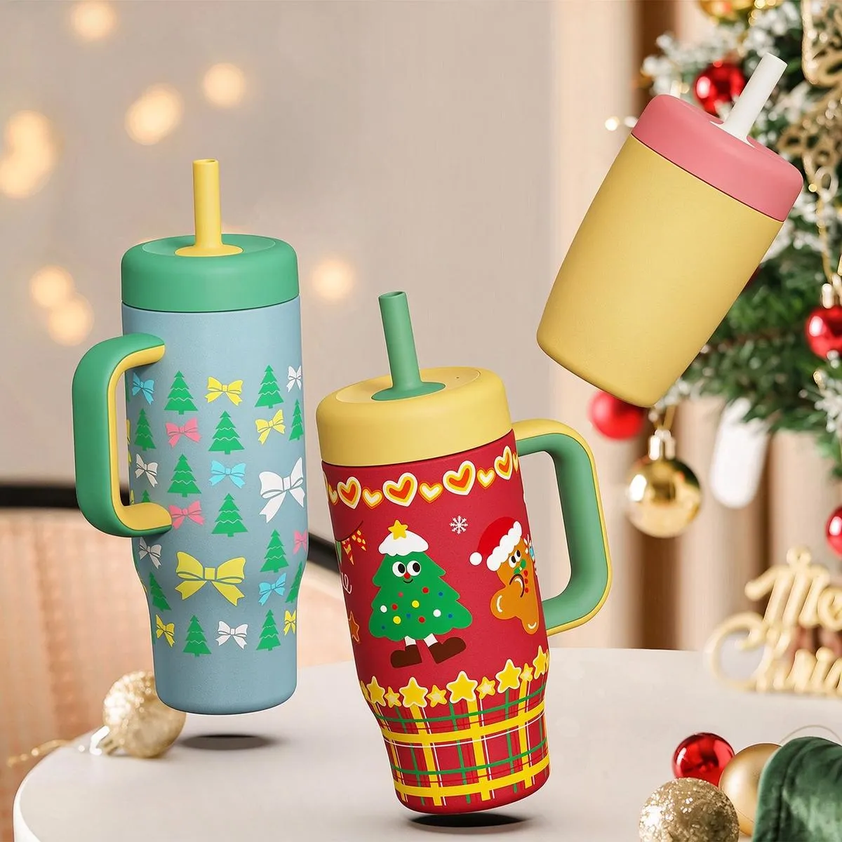 Christmas Kids Straw Water Bottle thumbnail