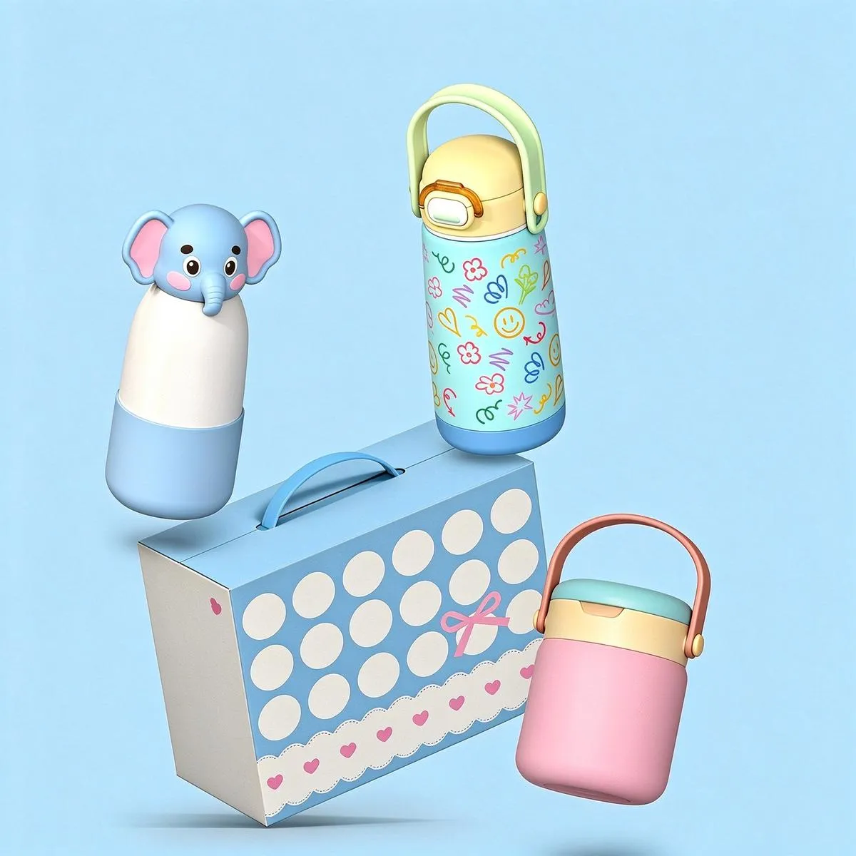 Kids Straw Bottle Gift Set