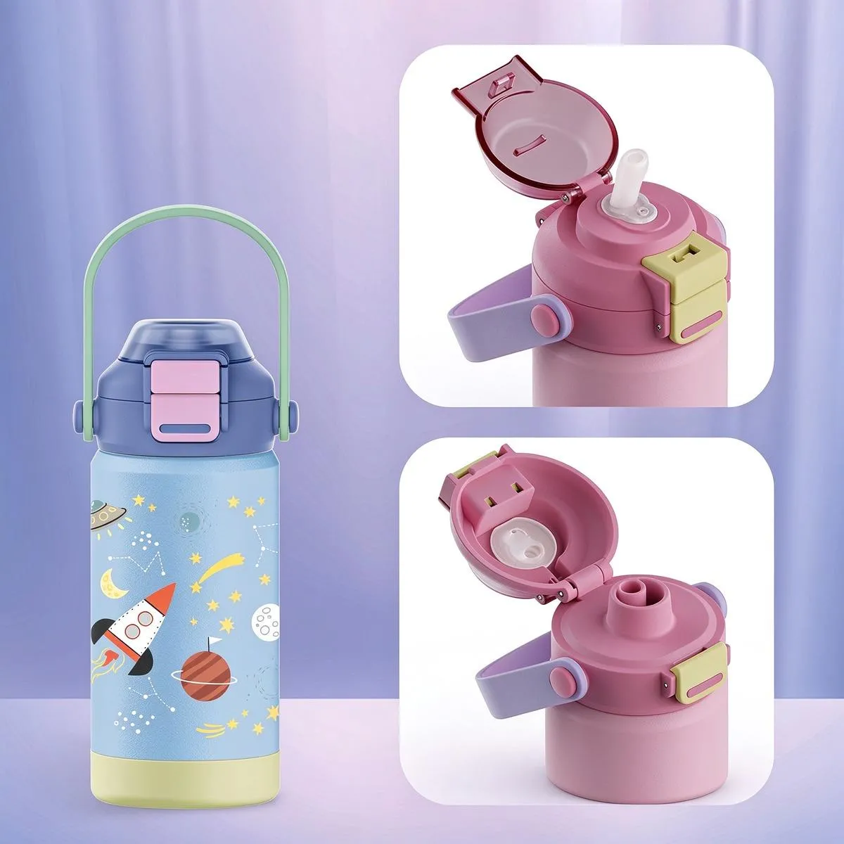 12oz Kids Cartoon Silicone Bottle
