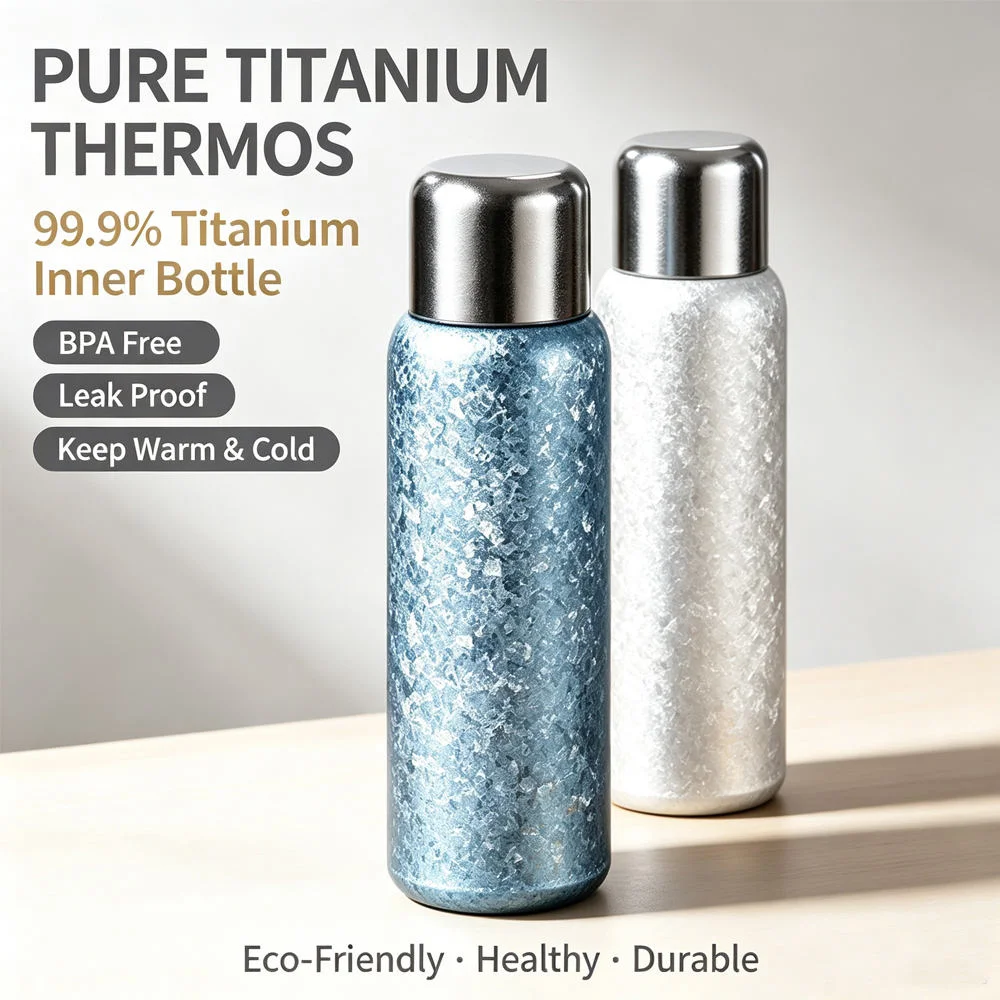99.9% Pure Titanium Thermos Double Wall Vacuum Insulation Water Bottle  thumbnail