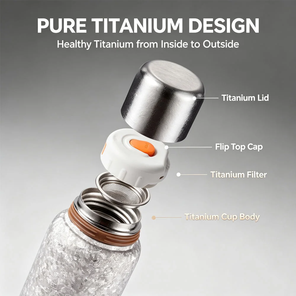 99.9% Pure Titanium Thermos Double Wall Vacuum Insulation Water Bottle  thumbnail