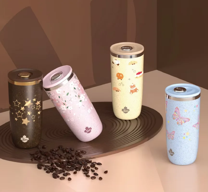 Coffee Grounds Material Tumbler for Travel Stainless Steel thumbnail
