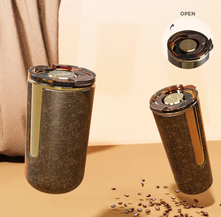 Coffee Grounds Material Tumbler for Travel Stainless Steel thumbnail